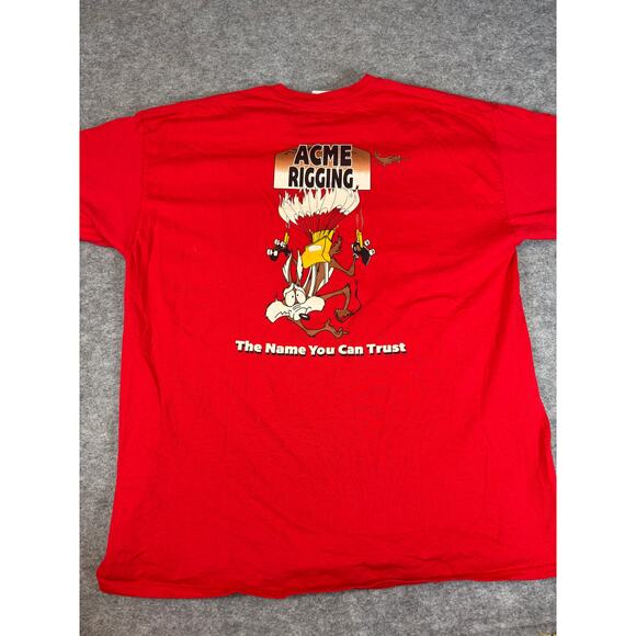 VINTAGE Looney Tunes ACME Rigging Coyote Shirt Mens XL Red Gildan Cartoons - Picture 1 of 5
